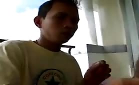 Hot asian teen boy doing an handjob and sucking his friend outdoor