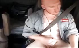 Fat Driver Masturbating While Driving His Truck