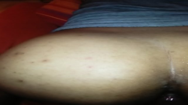 Black dildo in tight ass