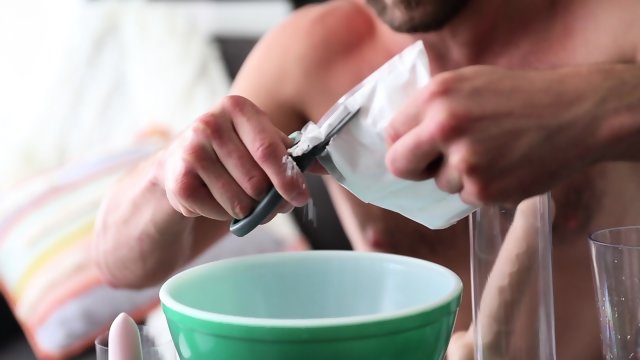 Using his new sex toy