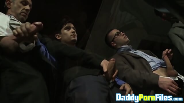 Lusty mature gay daddies enjoying threesome fuck with horny stud