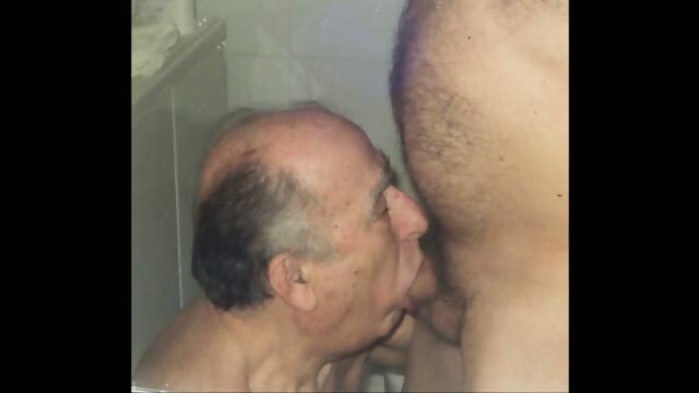 Daddy Gags on Uncut Dick, Sucks Till He Cums