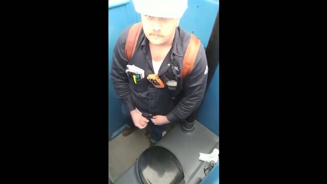 Bearded Stud Jacks Thick Cock in Porty Potty