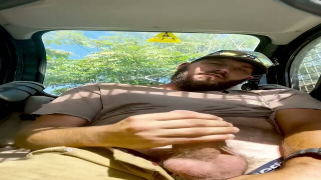 Hairy Bear Cums on Car, Breeds Hole