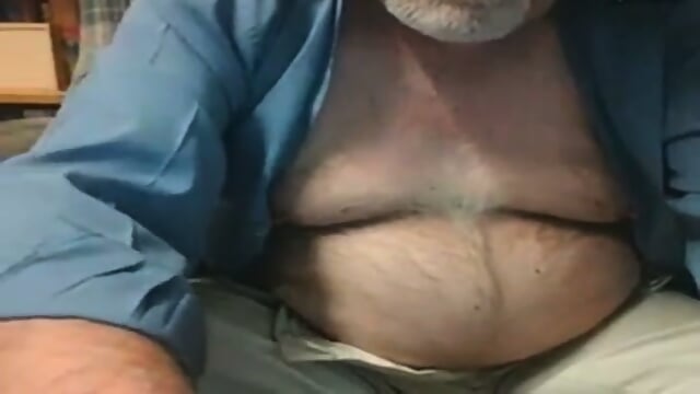 Hairy Bear Daddy Strokes Thick Cock to Cum