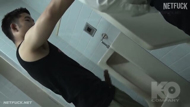 Hung Stud Fucks in Public Toilet, Cums in Guy's Ass