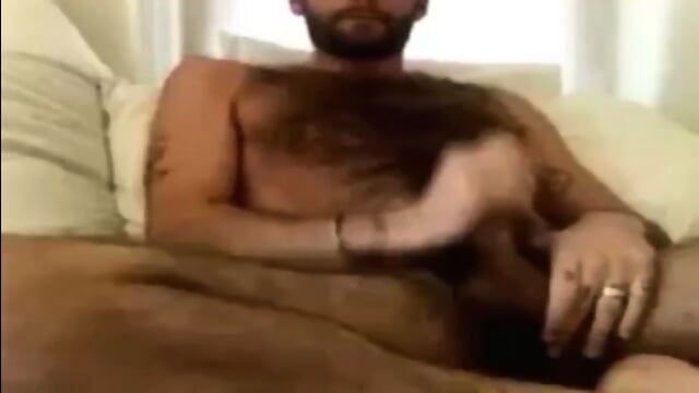 Hairy Stud Wanks Thick Cock on Cam