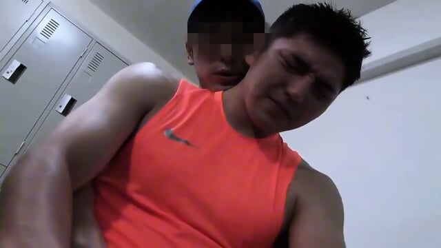 Chubby Asian gay nerd boy cumming